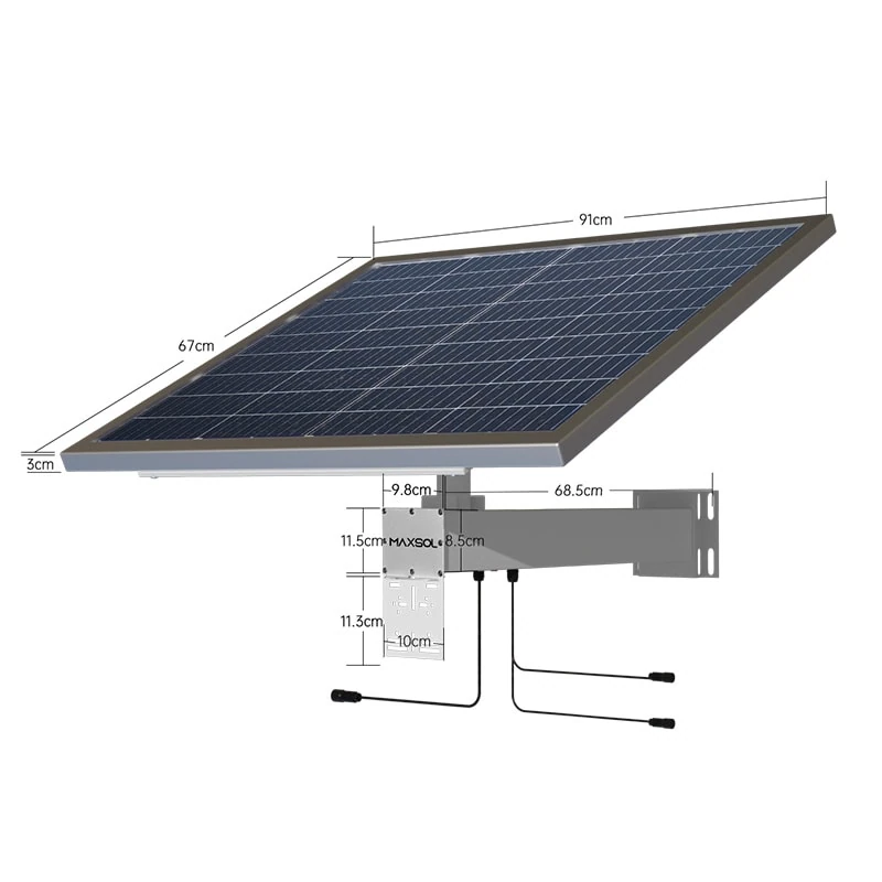 Maxsol CS12060 120W solar system product view with solar panel and power enclosure