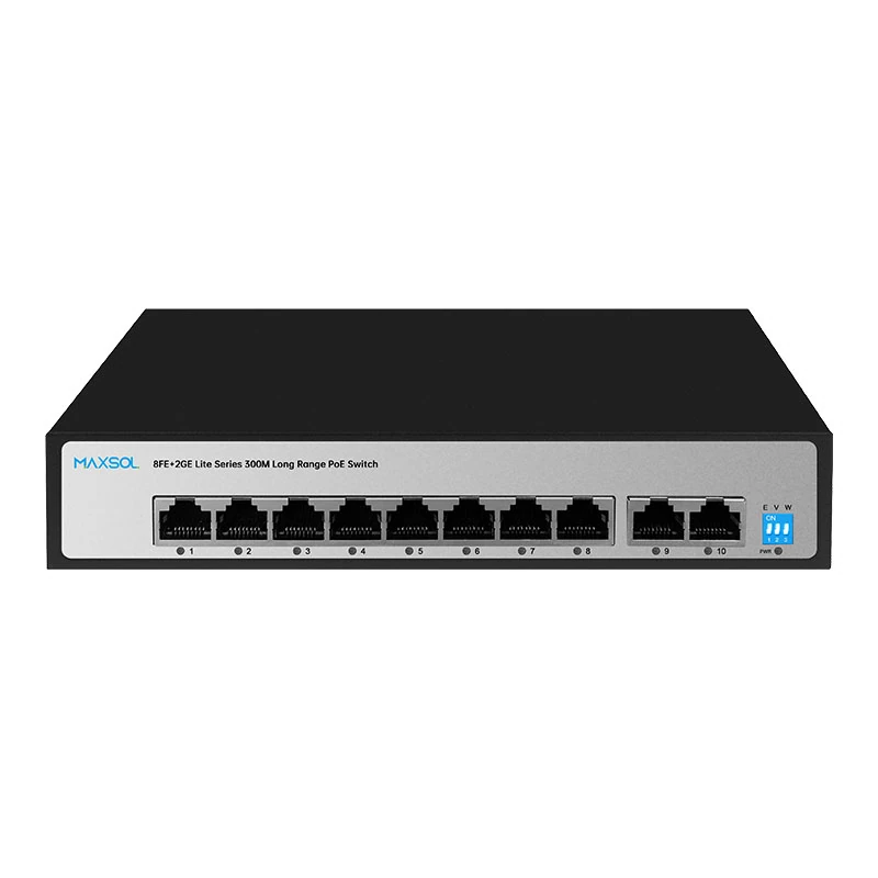 8-Port Fast Ethernet PoE+ Switch with 2 Gigabit Uplinks